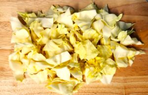 cabbage core ready to use in stir-fries and pickles