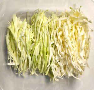 fresh uncooked shredded cabbage for raw vs cooked cabbage
