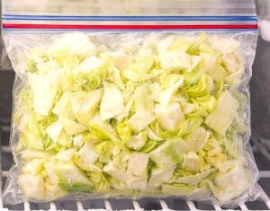 shredded cabbage in freezer zip-lock bag — how to freeze cabbage properly