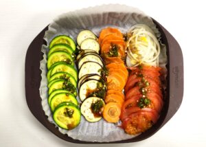 Microwave steamed vegetables no oil finished dish