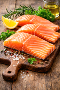 fresh salmon fillet rich in omega-3 fatty acids for natural allergy relief